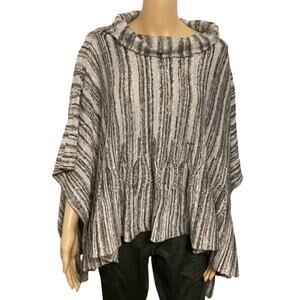 One Girl Who poncho cowl neck‎ top one size